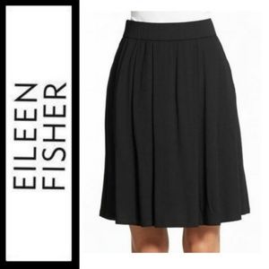 BNWT Eileen Fisher Black Pleated Viscose Jersey Skirt SMALL Mini $138 NWT NEW